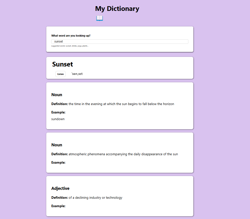 Dictionary Project